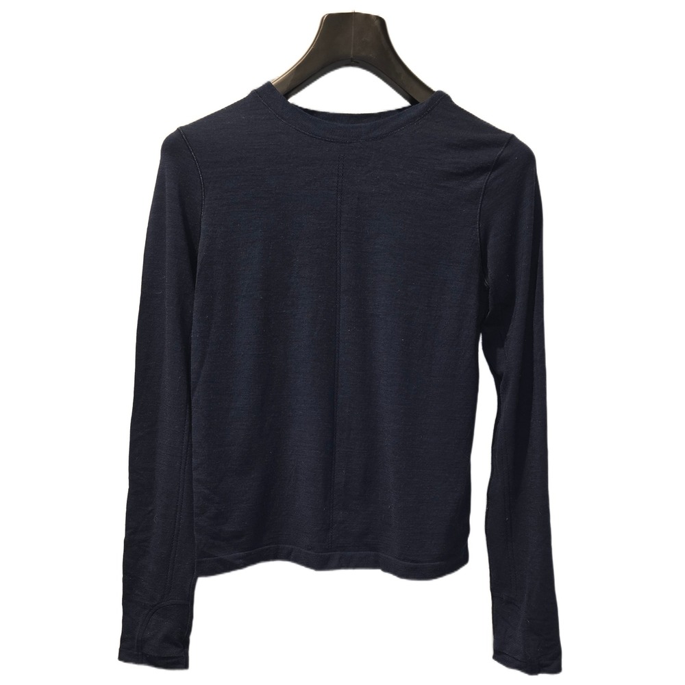 Athleta Navy sweater sz Med reflective‎ touch hip perforated stripe thumb holes